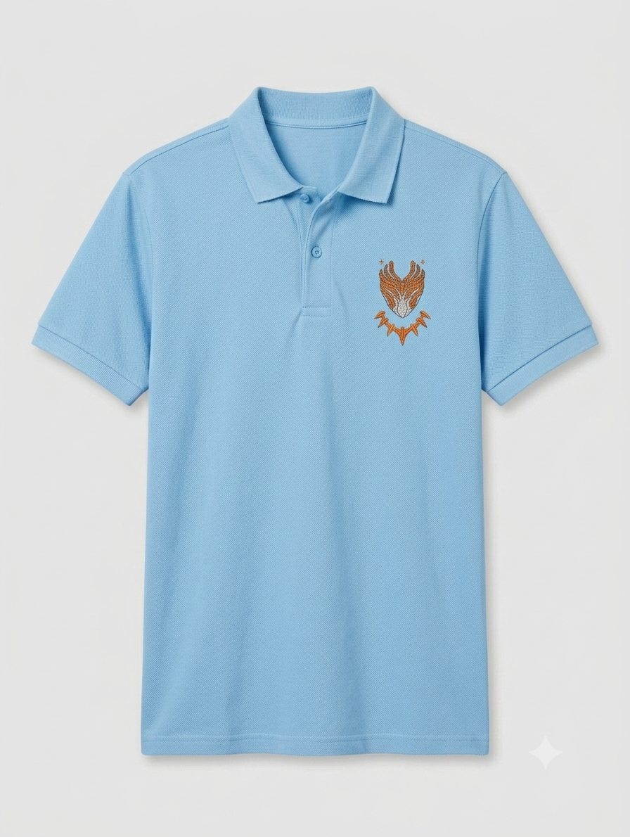 Black Panther Face Embroidered Polo T shirt